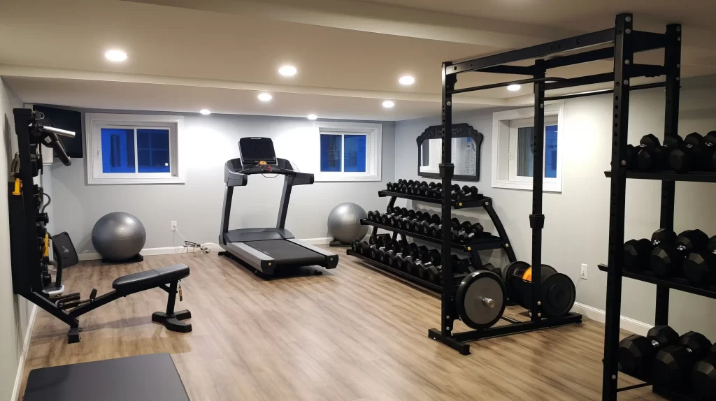 basement gym ideas, home gym on a budget, budget basement gym, DIY home gym, basement gym setup, small basement gym ideas, affordable home gym, basement gym flooring options, home gym storage solutions, how to build a basement gym, basement gym renovation brampton, basement gym contractor GTA